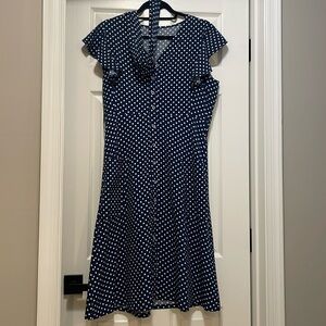 Sweet navy polka dot dress sz L